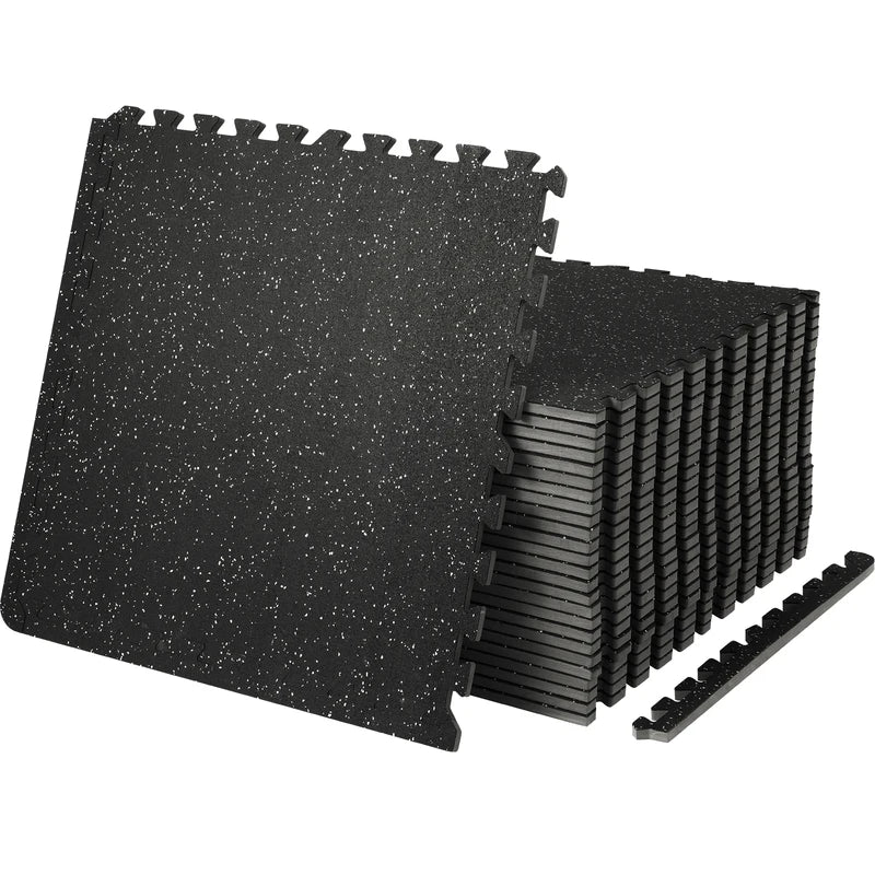 Interlocking Gym Floor Mats 25-Piece EVA Foam Rubber Top Waterproof Workout Flooring