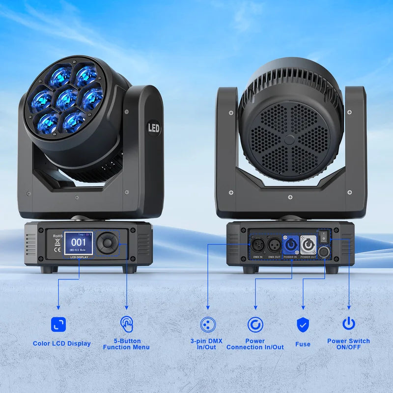 300W Moving Head DJ Stage Lights with DMX & Sound Activation for Events