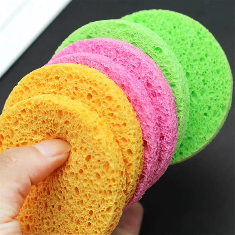 6Pcs Natural Wood Pulp Face Wash Puffs - Reusable Facial Cleansing Sponges
