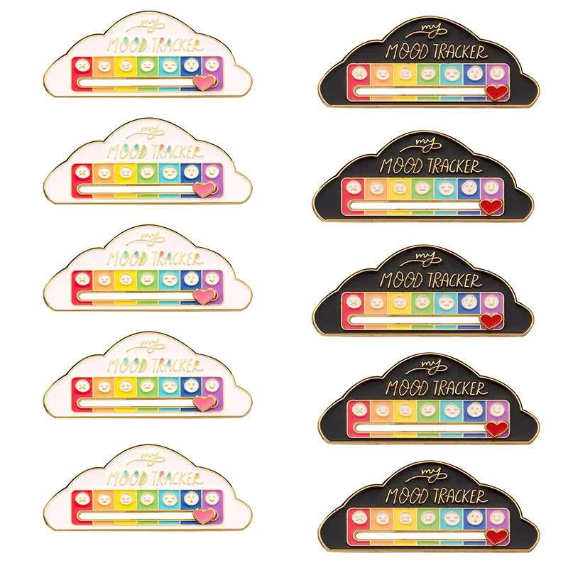10-Pack Social Battery Badge Pins Mood Expression Brooches for Women & Men