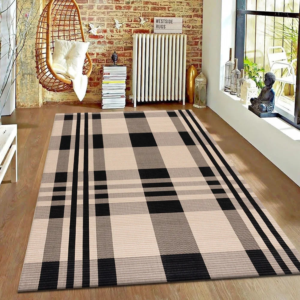 Nordic Style Retro Living Room Carpet - Non-Slip Sofa & Bedside Rug