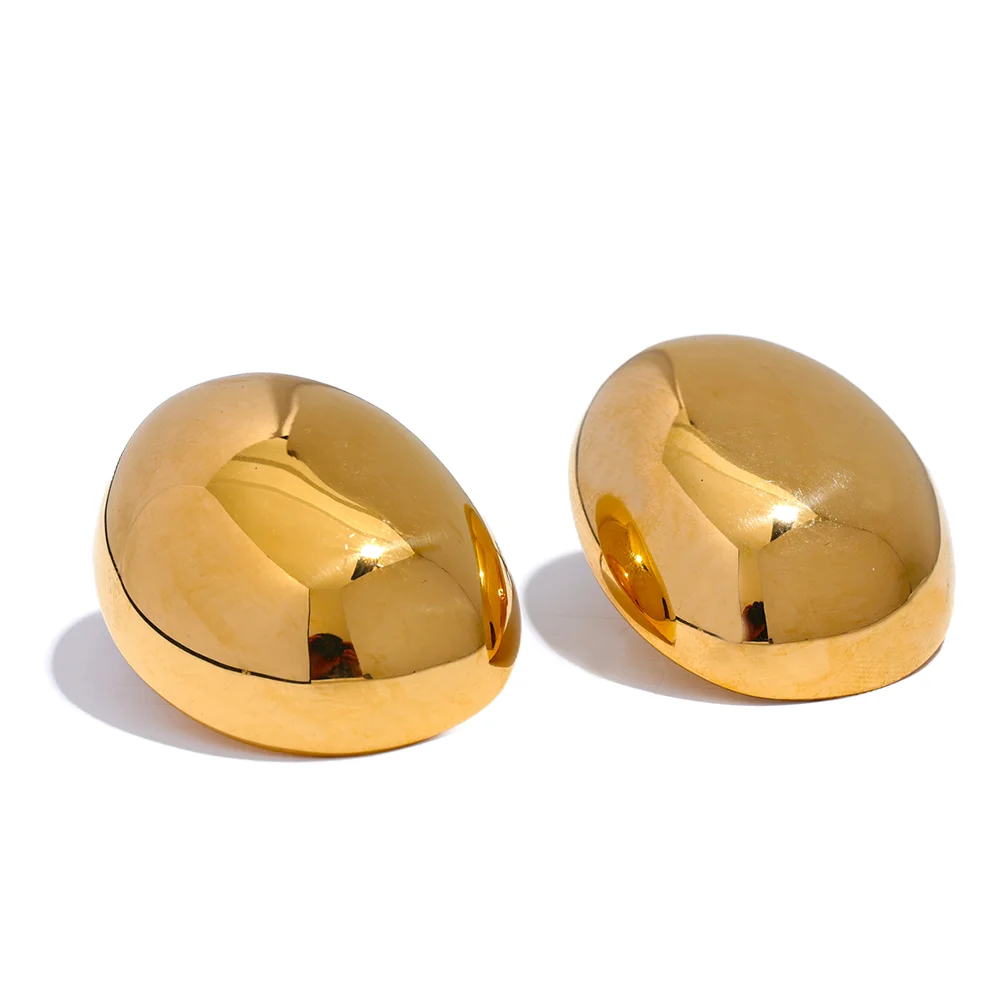 Trendy Irregular Round Stainless Steel Stud Earrings - Simple Statement Jewelry
