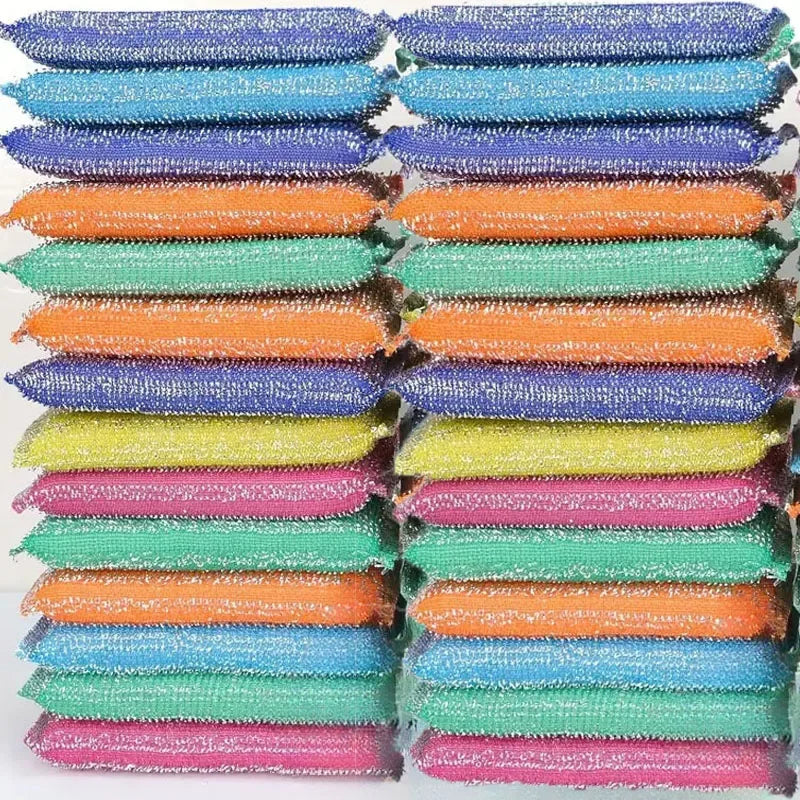 Steel Wire Sponge Wipe Non-Stick Oil Brush Cleaning Cloth Double Sided Kitchen Dishcloth
