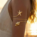 Sea Star Starfish Shell Upper Arm Bracelet for Women Beach Vacation Jewelry Adjustable Nautical Armlet