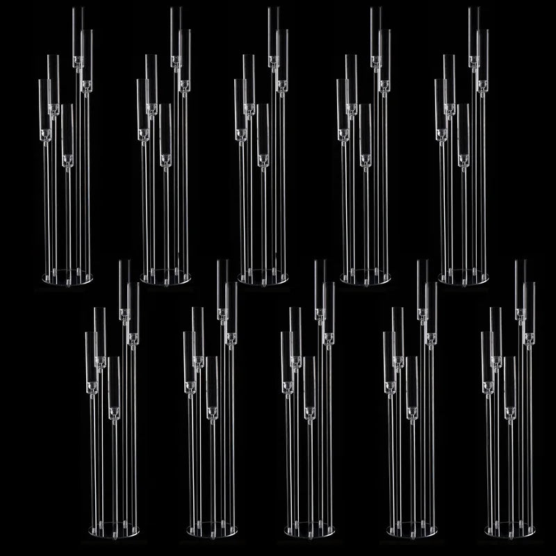 Tall Acrylic Floor Candelabra 5 Arm Candle Holder for Wedding & Home Decor