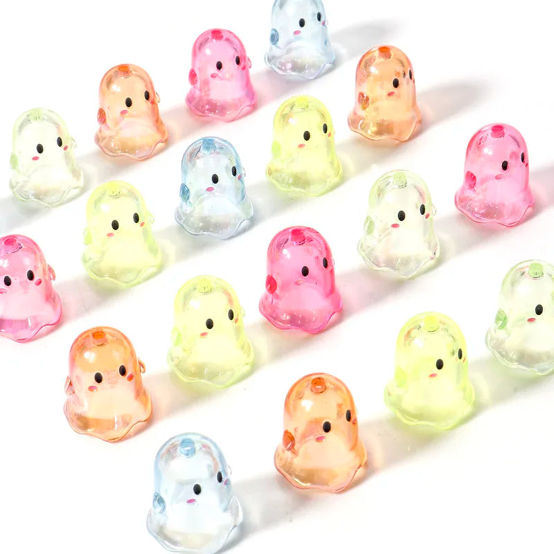 Acrylic Halloween Ghost Beads 5-Pack for DIY Jewelry Making Multicolor 17mm x 15mm