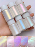 6Pcs Aurora Mermaid Nail Art Powder Set High-Gloss Pearl Chrome Pigment for Manicure