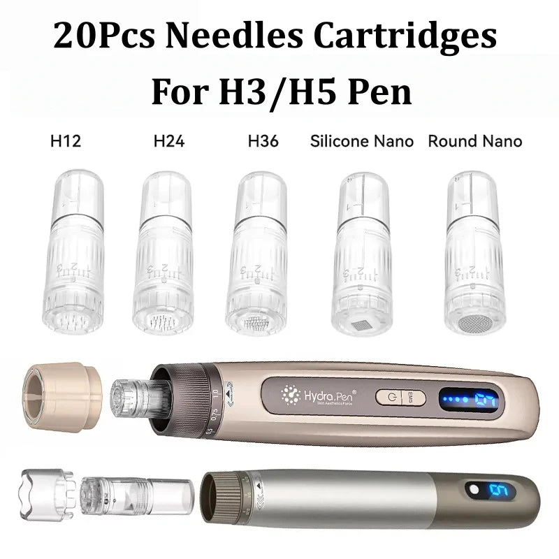 20Pcs Adjustable Liquid Solution Needles & 3ml Bottles for Dr Pen H3/H5