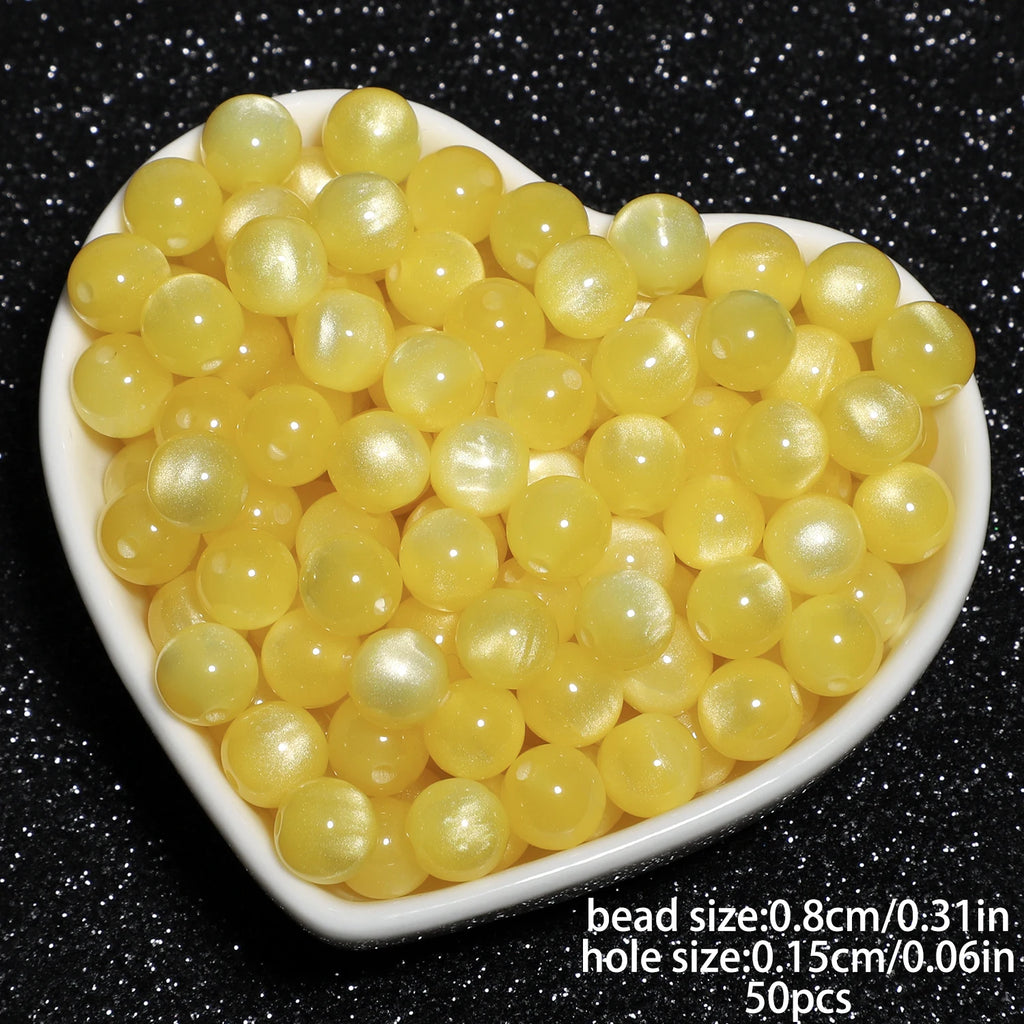 Mixed Color Shiny Resin Cat Eye Beads 8mm Round Spacer Jewelry Making 50pcs
