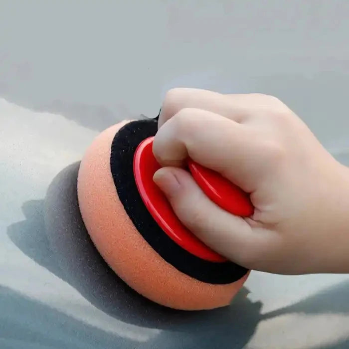 Car Waxing Sponge Kit with Handle - Polishing and Cleaning Pads for Vehicle Detailing