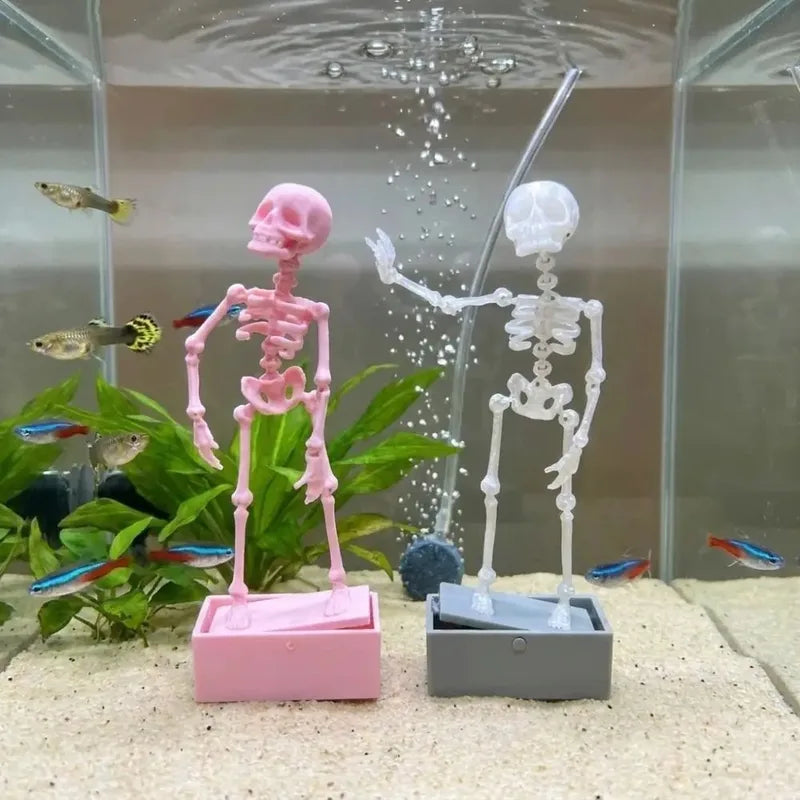 3D Printed Dancing Skeleton Aquarium Bubbler Ornament - Fish Tank Decor, Air Driven Moving Skeleton Halloween Home Decor