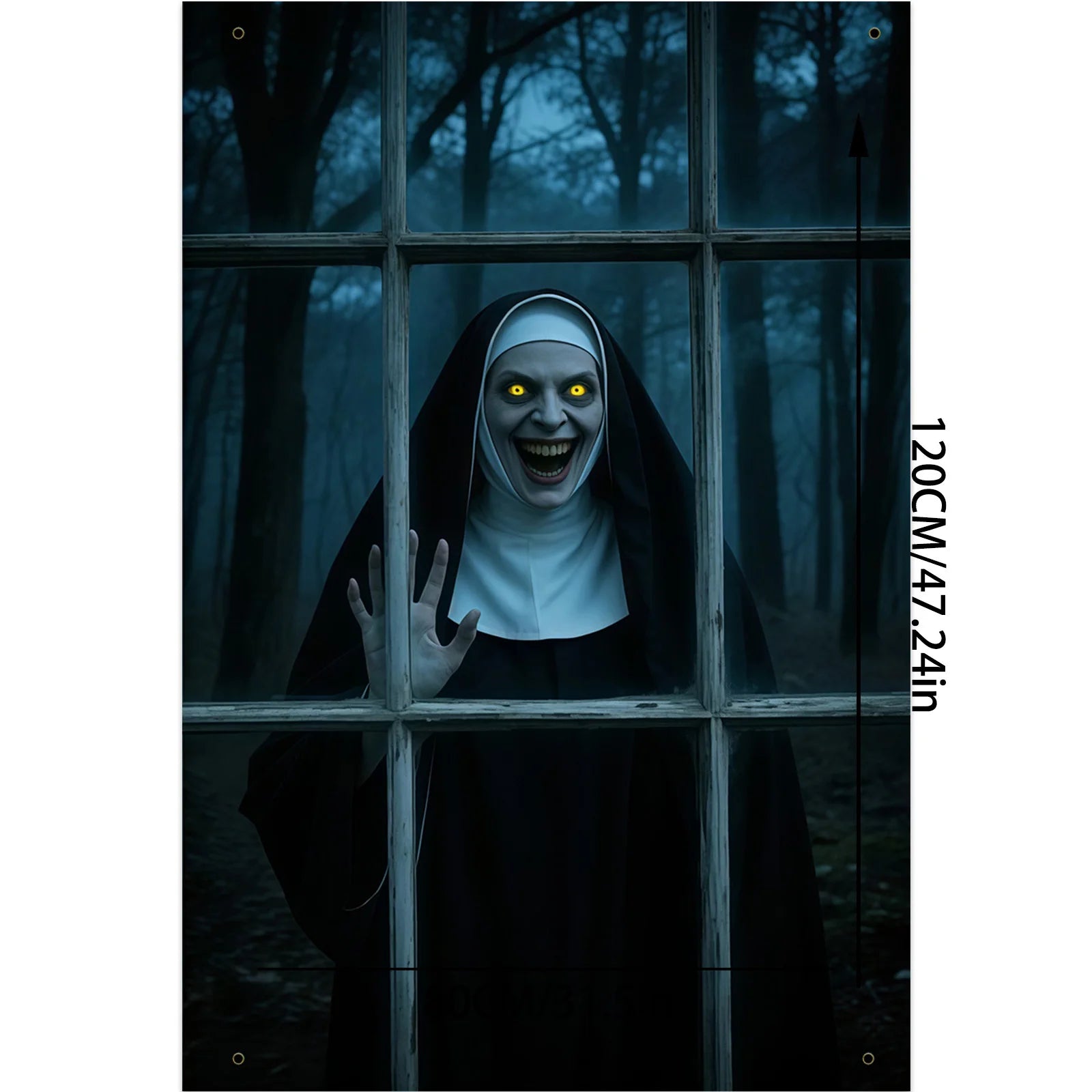 Halloween Ghost Nun Banner - Dark Forest Haunted House Indoor Outdoor Decor
