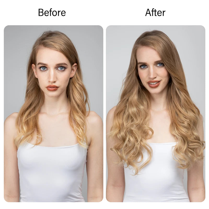 Synthetic Hair Extensions No Clips for Natural Hair - Ombre, Long Wave, Invisible Wire