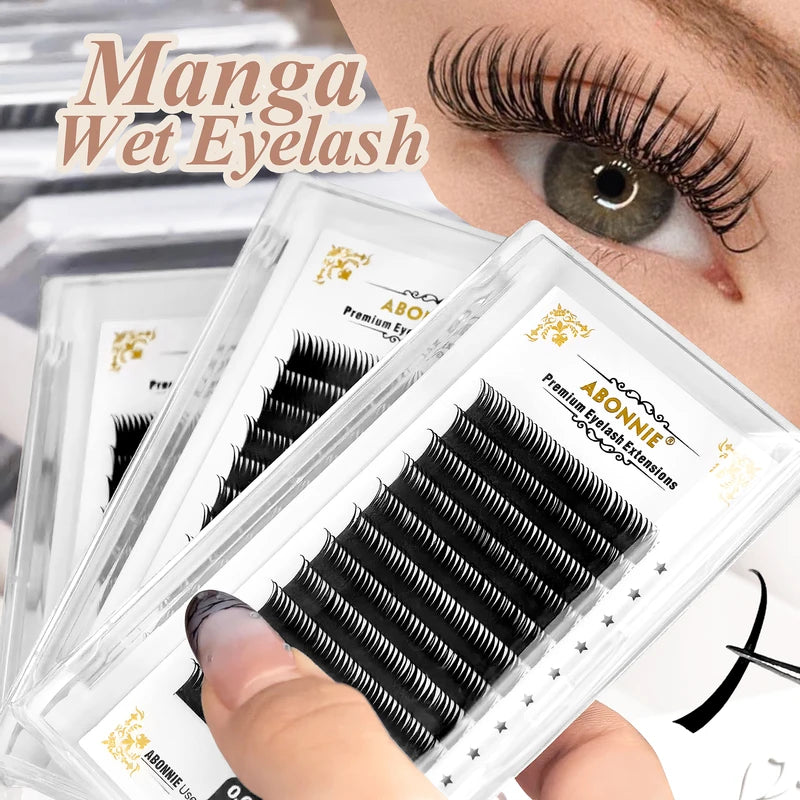 Premade Spike False Eyelashes - Wet Lashes Extensions with Mix Length & Curl Options