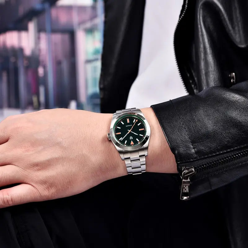 Luxury Automatic Mechanical Wristwatch for Men - Green Glass AR Sapphire Crystal