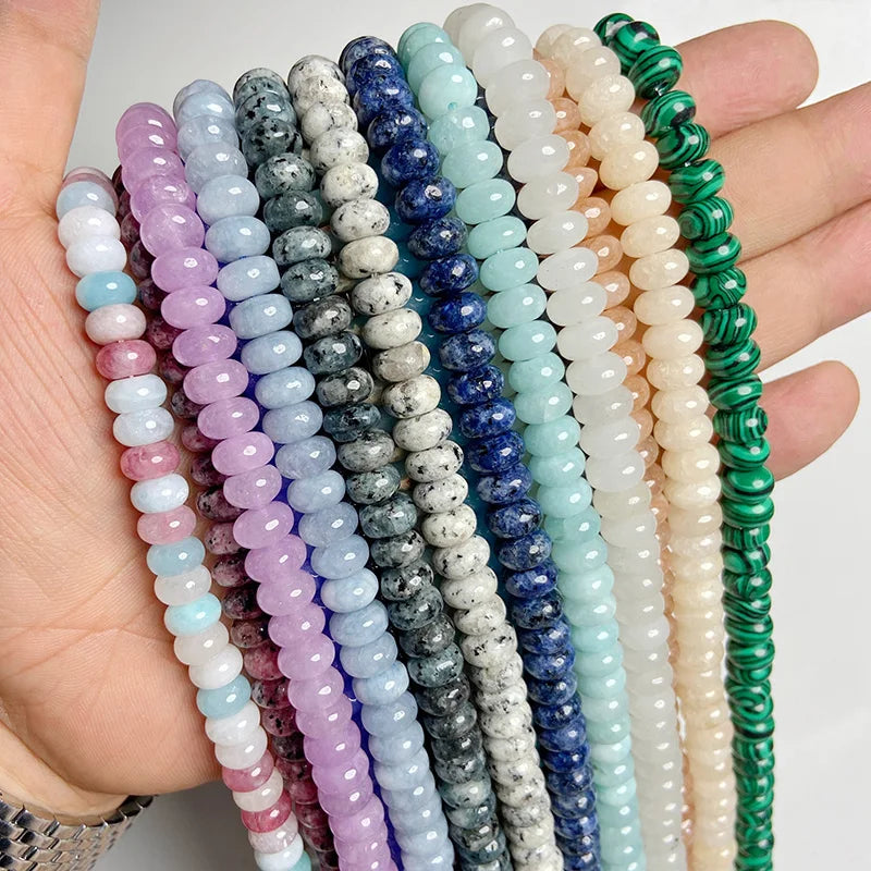 Natural Stone Rondelle Beads for Jewelry Making 5x8mm - Multiple Colors