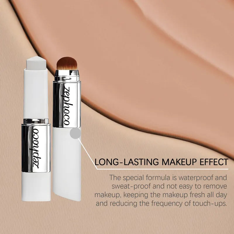 Color-Changing Foundation Stick with Hydrating Matte Concealer - Lightweight & Brightening