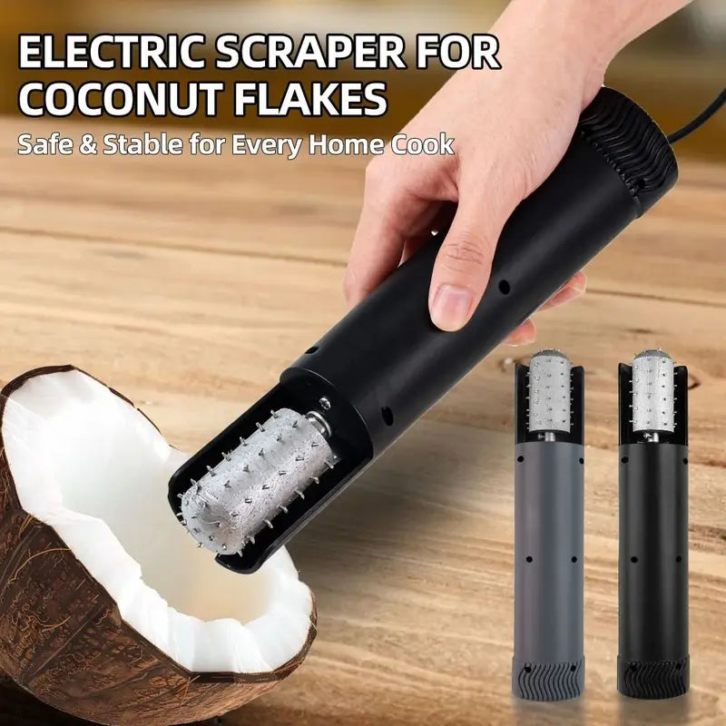 Electric Coconut Meat Grater - Handheld Food Shredder for Kitchen, Safe Rotating Fruit Tool