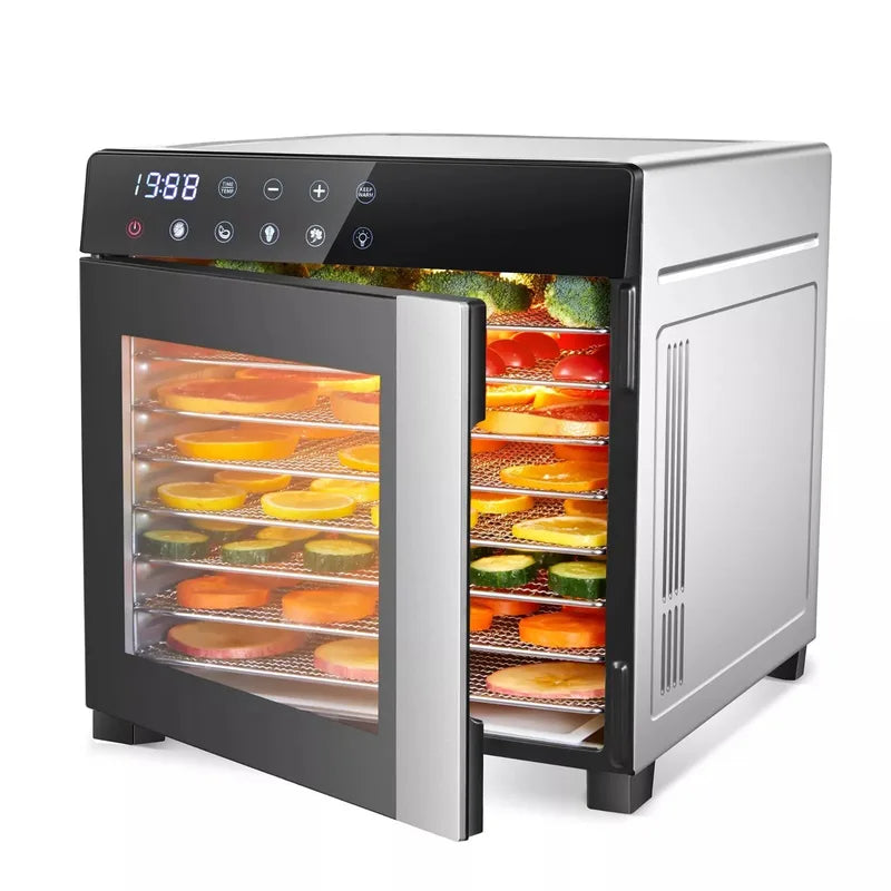 8-Tray Stainless Steel Food Dehydrator with Digital Timer & Presets