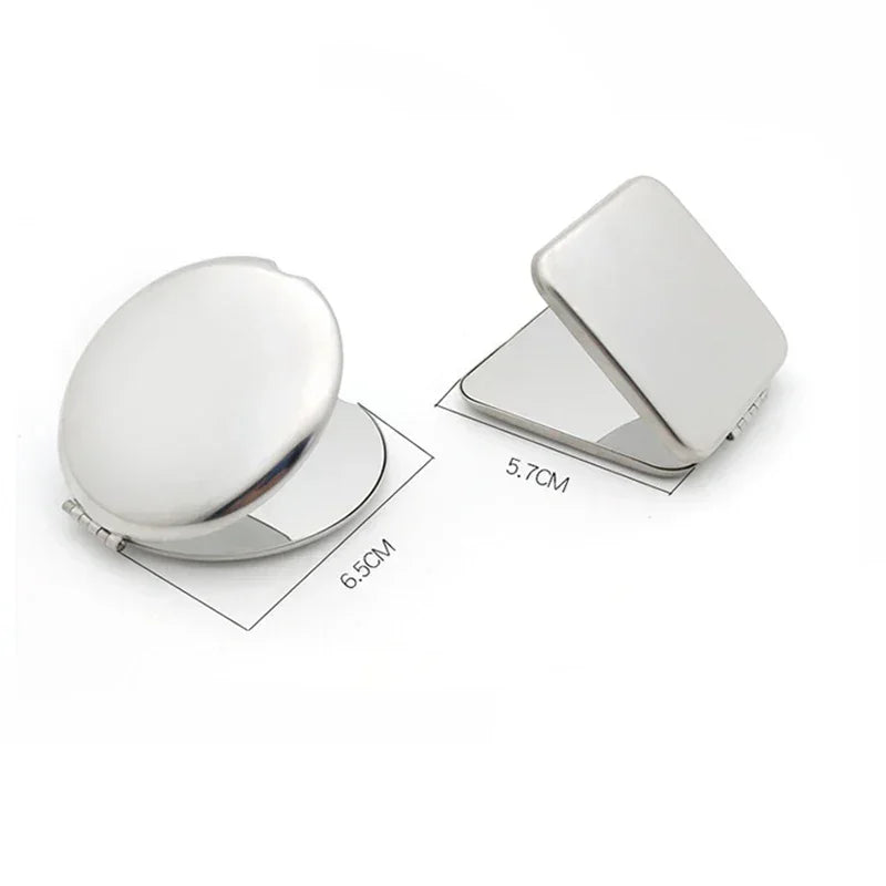 Portable Women’s Stainless Steel Makeup Mirror Pocket Foldable Compact Small