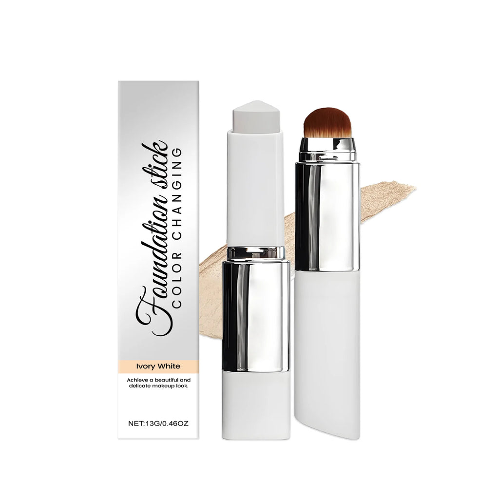 Temperature Changing Foundation Stick with Built-in Brush Waterproof Long-Lasting Face Makeup