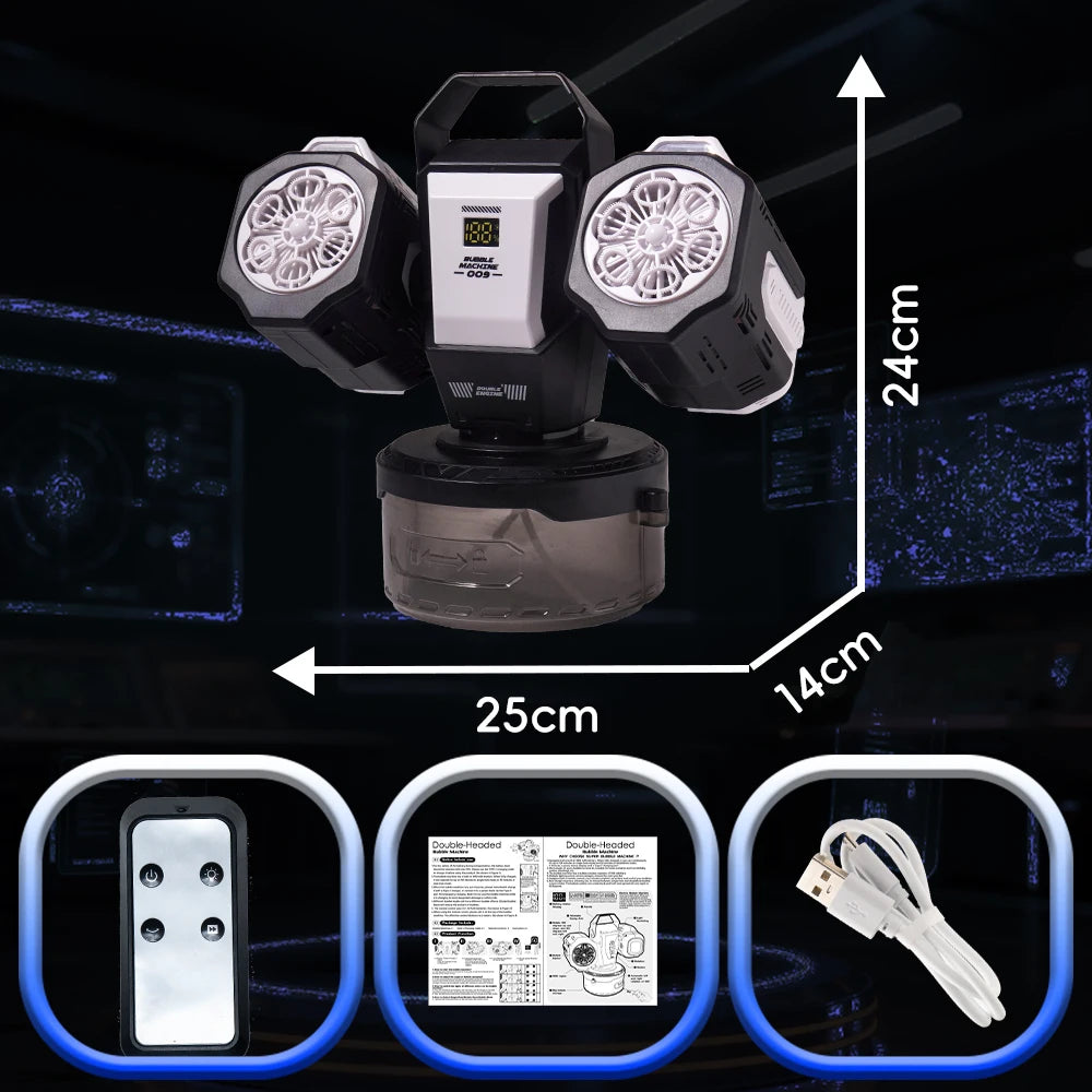 Bubble Machine with Remote RGB Lights Rechargeable 1800mAh Type-C No Solution
