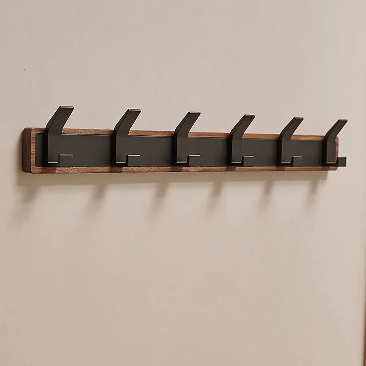 Black Wood Wall Hook Coat Rack for Bathroom Kitchen Bedroom Hallway