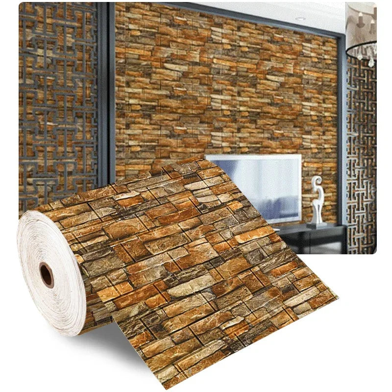 3D Imitation Brick Wall Sticker Self-Adhesive Removable Wallpaper for Living Room & Kitchen