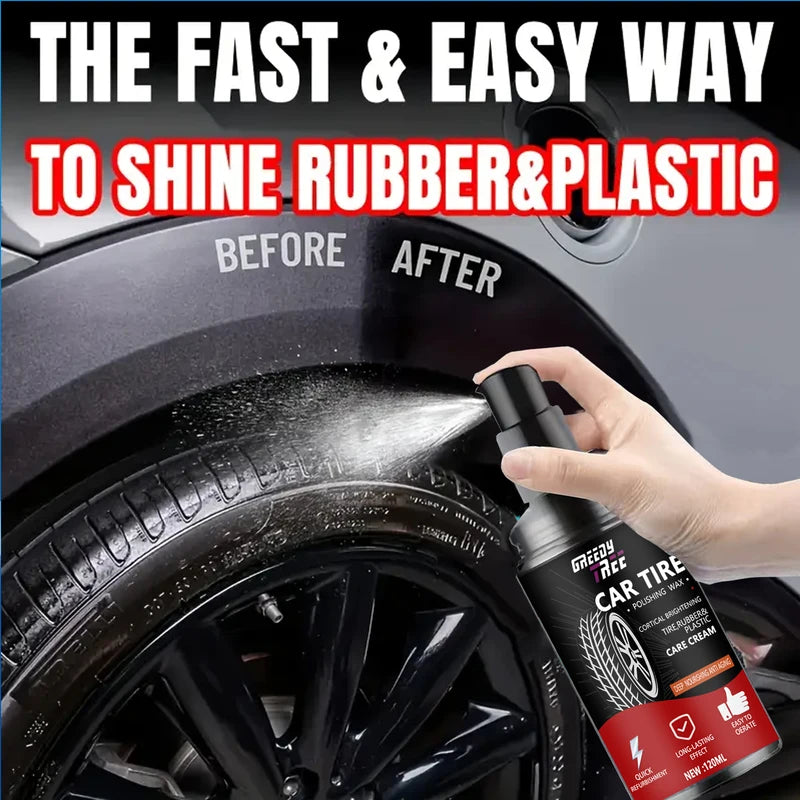 Black Tire Wax for Rubber, Plastic & Leather | Restores Shine & Prevents Cracking