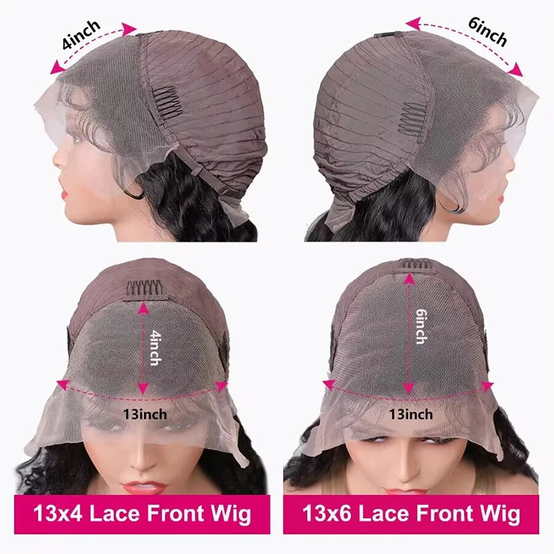 Water Wave 13x6 Lace Front Human Hair Wigs - Curly, Pre Plucked with Baby Hair