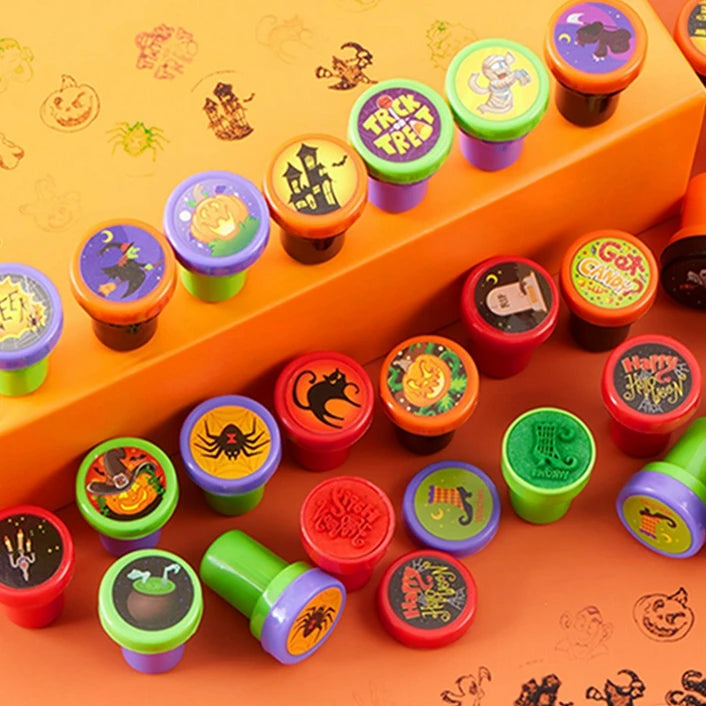 Halloween Party Toy Set - 12/24 Cartoon Pumpkin Bat Seal Kids Favor Gifts