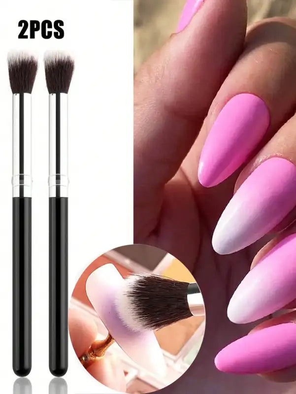 2Pcs Ombre Makeup Brush Set - Eye Shadow Foundation Blush Cosmetic Tools
