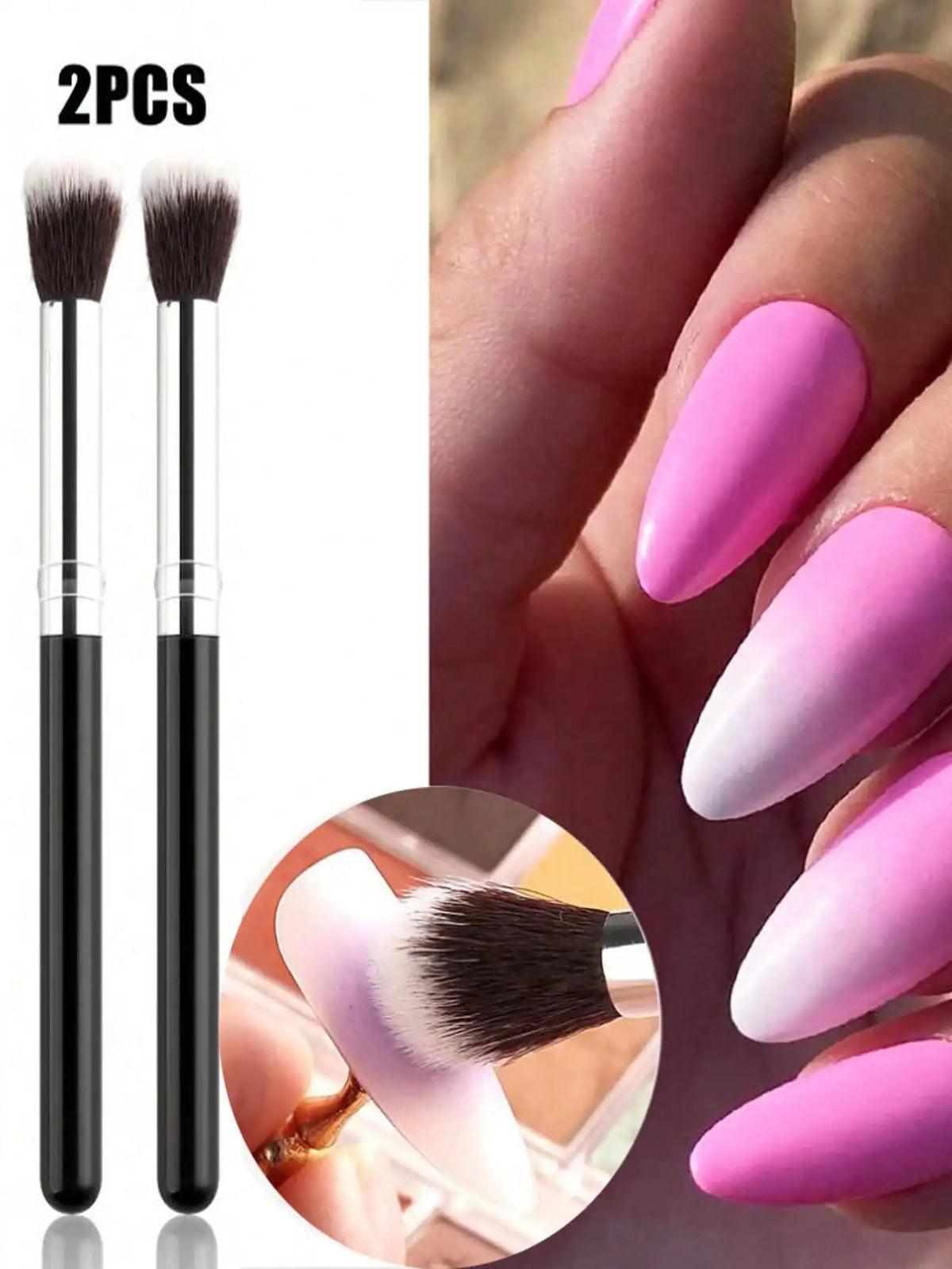 2Pcs Ombre Makeup Brush Set - Eye Shadow Foundation Blush Cosmetic Tools