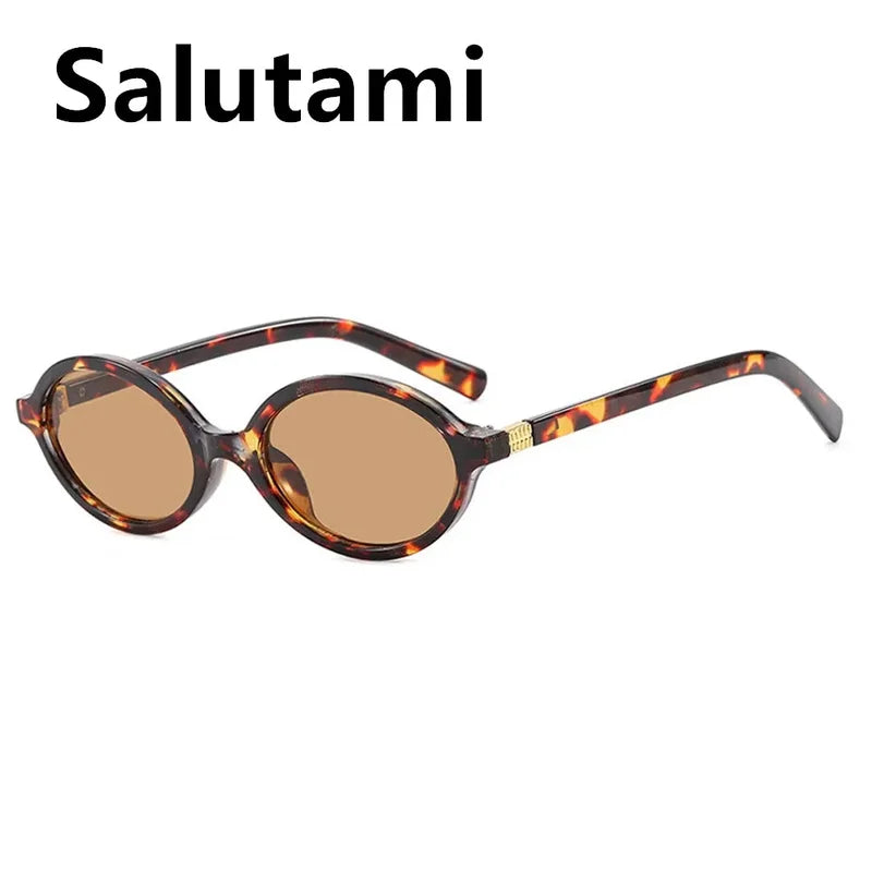 Vintage Small Oval Leopard Sunglasses for Women - Gradient Fashion Shades