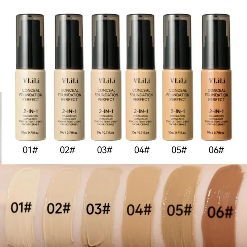 6 Colors Matte Waterproof Liquid Foundation Concealer - Oil-Control, Full Coverage