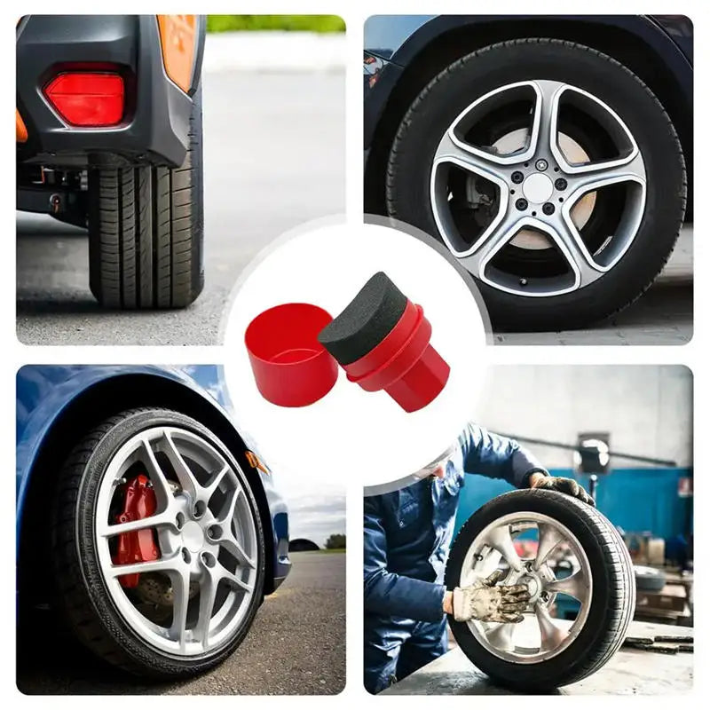Car Tire Waxing Sponge Applicator Pad with Lid - Curved Detailing Brush