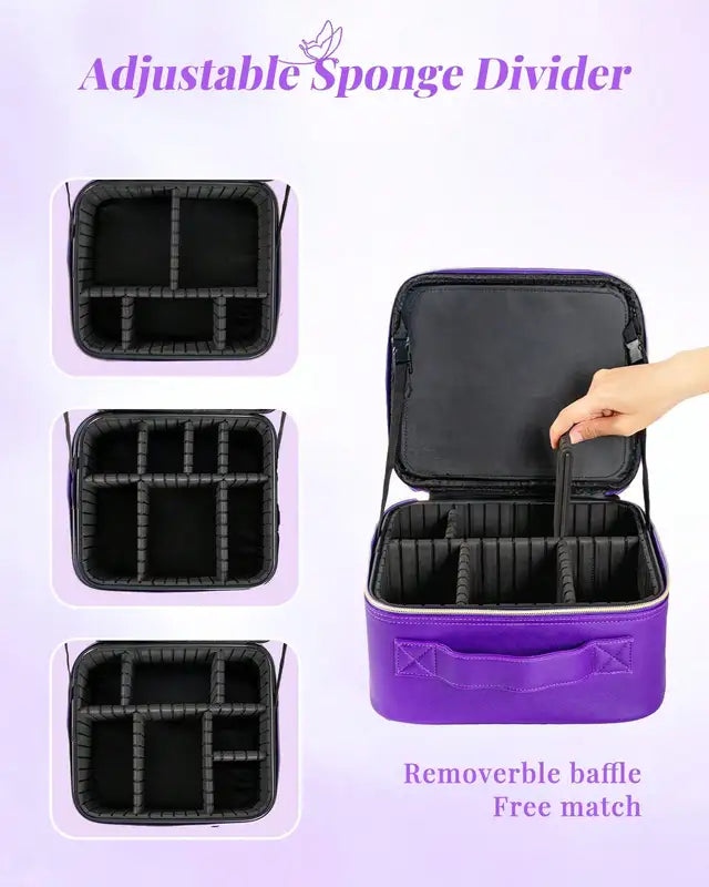 Large Capacity Travel Makeup Bag with 6 Compartments Portable Cosmetic Organizer for Skincare and Brushes
