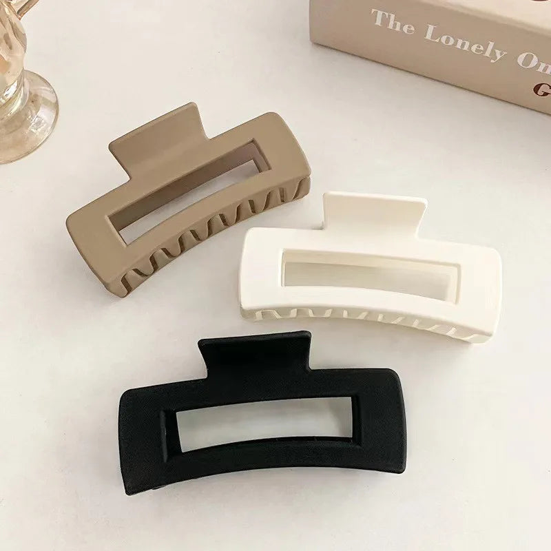 4-Pack Women Hair Claw Clips Solid Color Big Square & Rectangle Hair Accessories