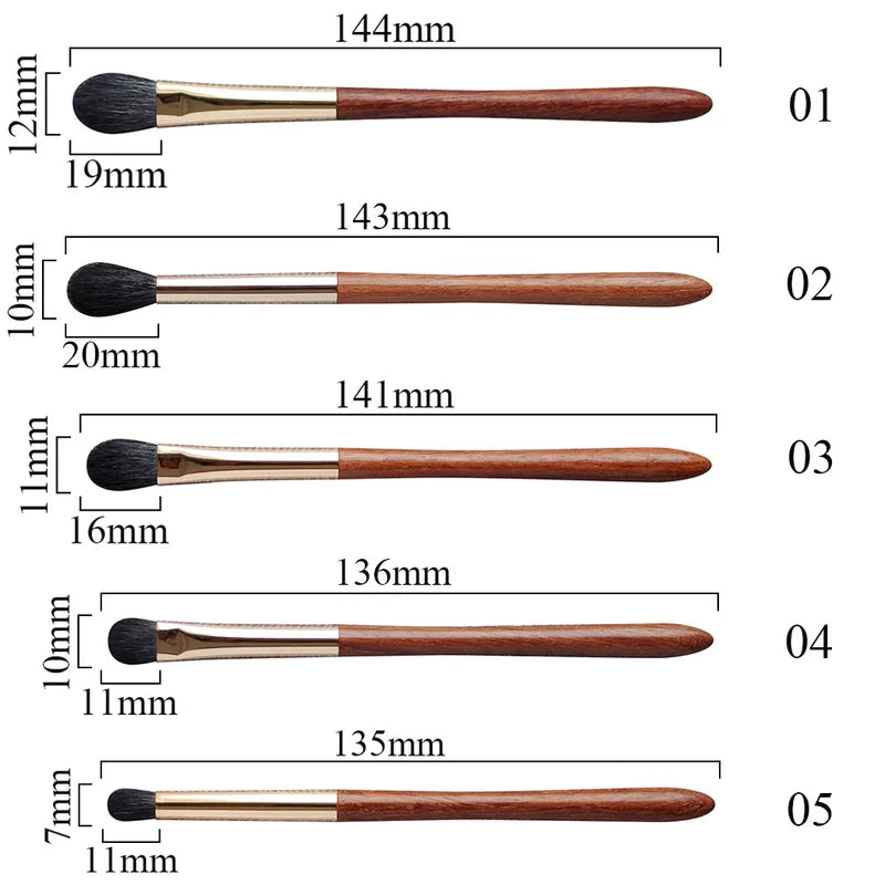 Professional Handmade Makeup Brush Set - Soft Saikoho Goat Hair Eye Shadow Blending Brushes with Rosewood Handles