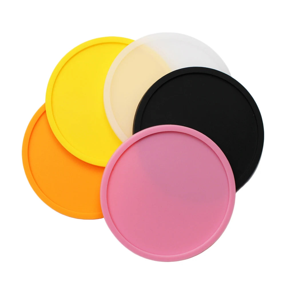 6-Pack Silicone Drink Coasters Set Anti-Slip Reusable Table Protectors