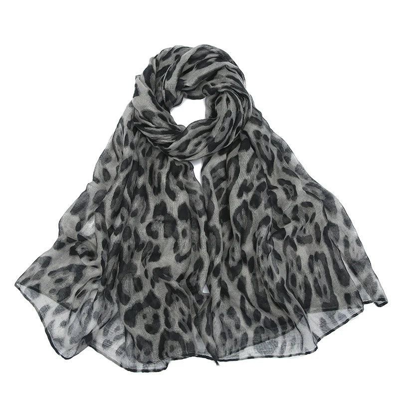 Women’s Summer Leopard Print Scarf - Lightweight Viscose Wrap & Shawl