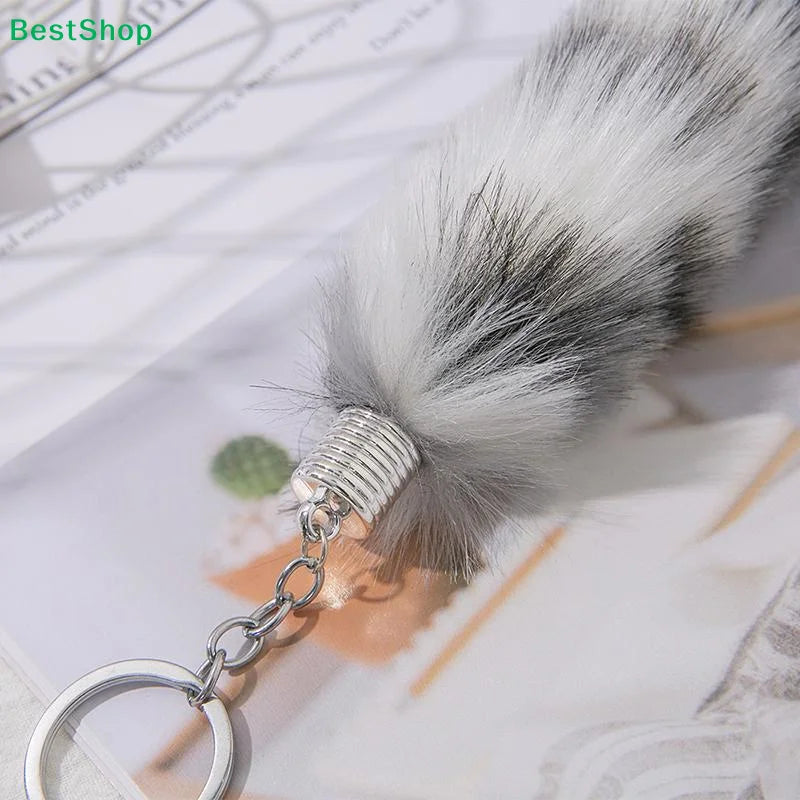 Fox Tail Keychain Irregular Car Bag Pendant Animal Style Plush Keyring