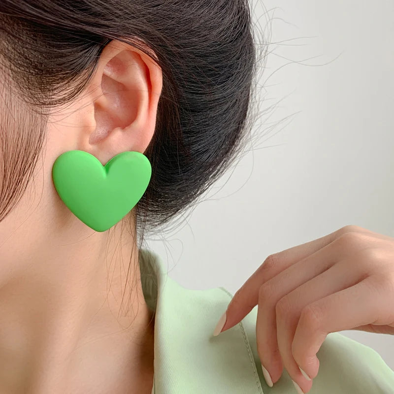 Heart Geometric Earrings - Red White Black Yellow Statement Jewelry