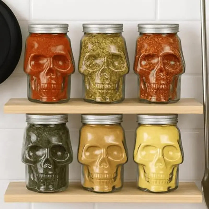 Gothic Skull Salt Container - Reusable 500ml/800ml Kitchen Decor with Lid