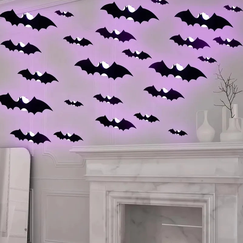 Halloween Bat Night Light Set - LED Wall Decor for Party & Festival