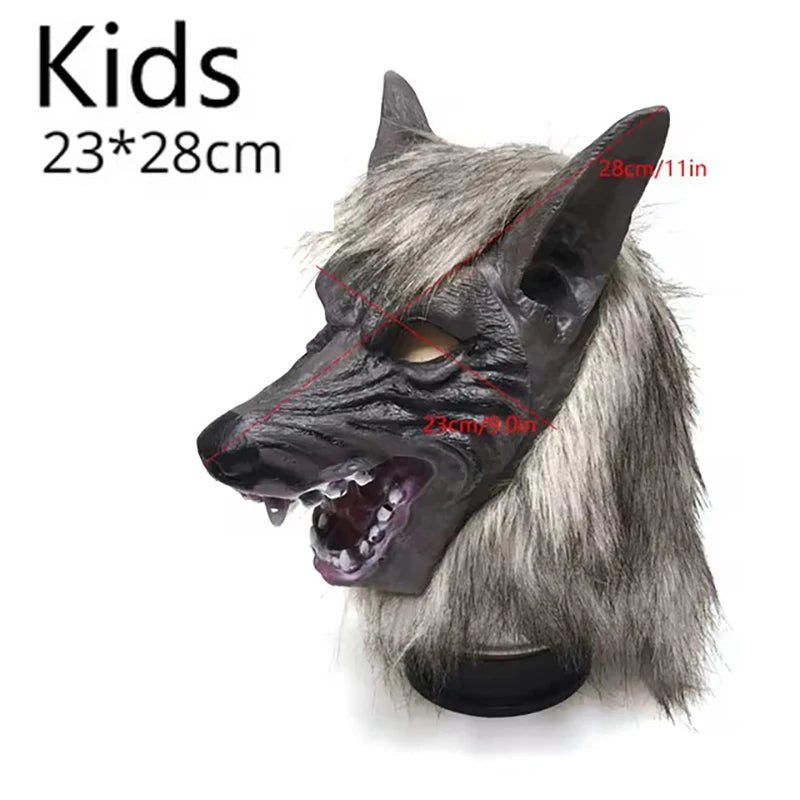 Halloween Wolf Head Latex Mask with Gloves Costume Prop for Party and Decor