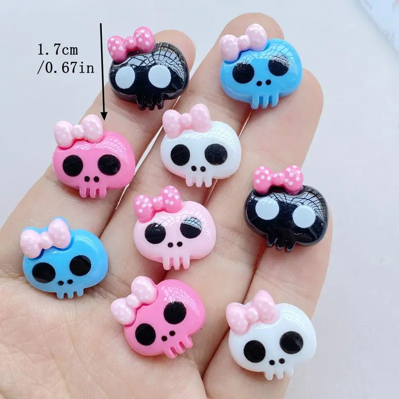 10Pcs Cute Resin Skull Flat Back Craft Embellishments for Scrapbooking Jewelry DIY