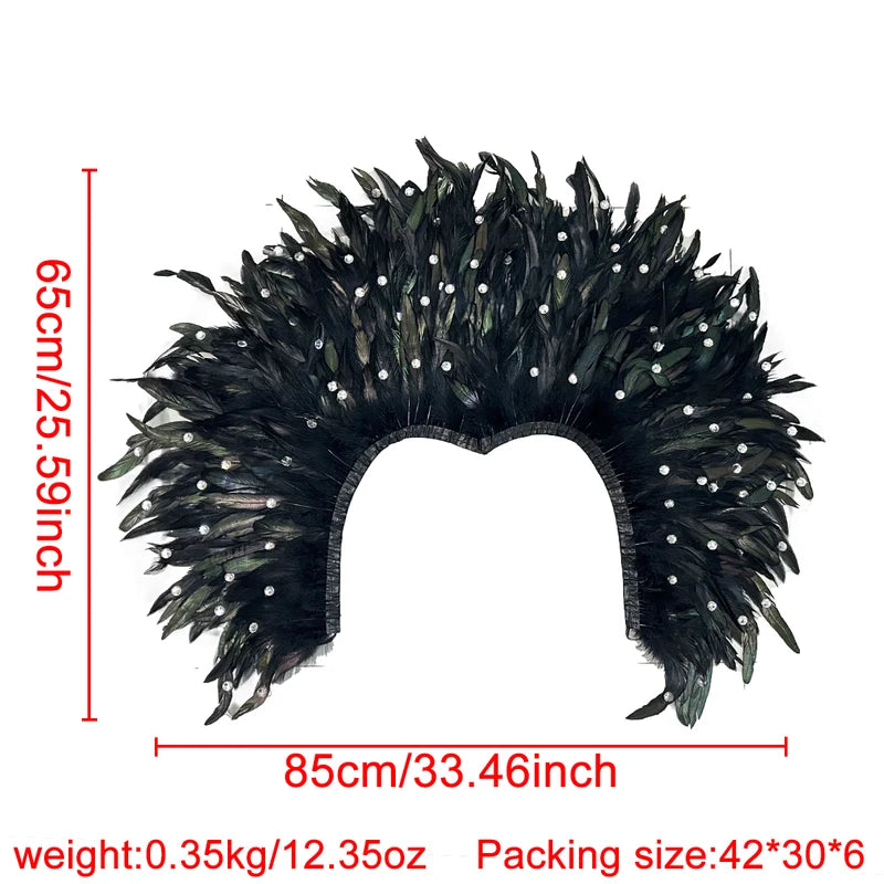 Elegant Women's Feather Shawl for Halloween Masquerade Party Cosplay Accessories