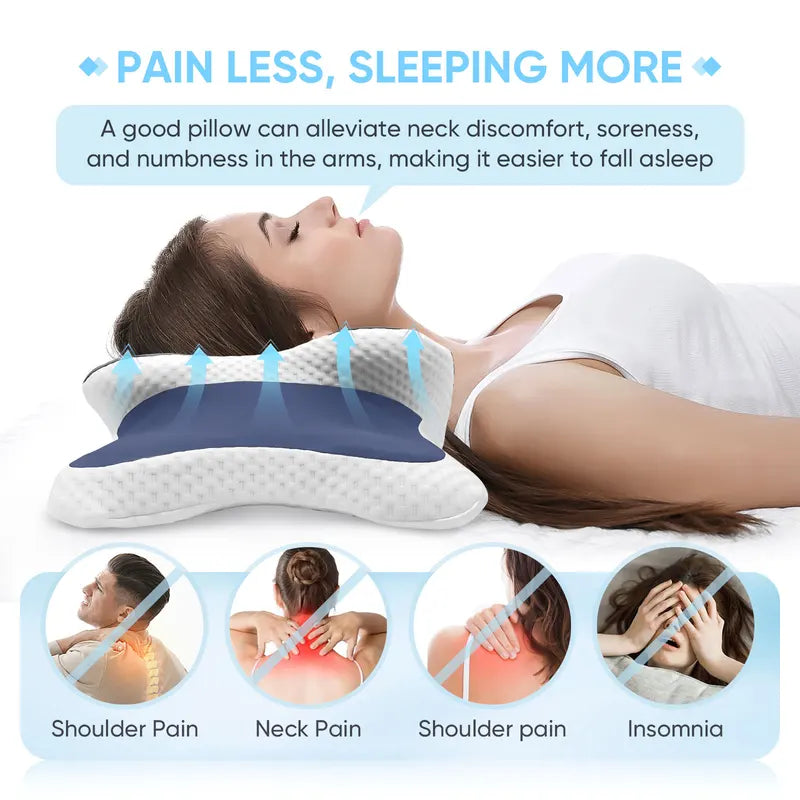 Memory Foam Cervical Pillow for Neck Pain Relief - Ergonomic Support for Side Back Stomach Sleepers