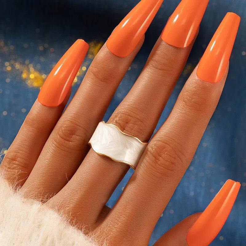 Adjustable Geometric Enamel Metal Ring for Women Girls - Open Stylish Jewelry